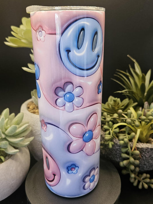 3D Puff Smiley Faces 20oz Drink Tumbler