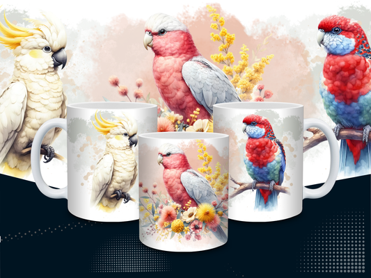 Beautiful Australian Parrots & Native Plants Mug – 11oz