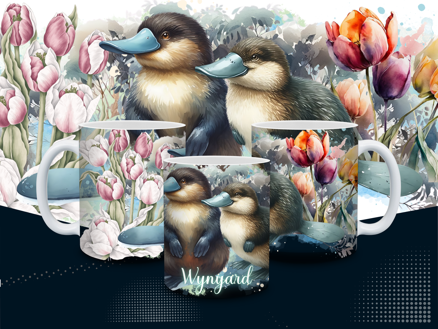 Penguins & Tulips Mug – Wynyard, Tasmania – 11oz