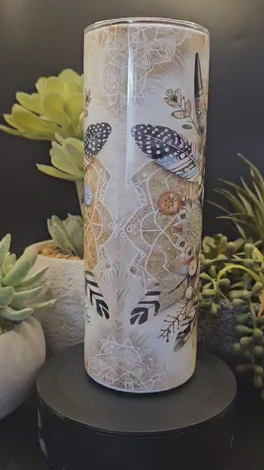Boho Cow Head 20oz Drink Tumbler