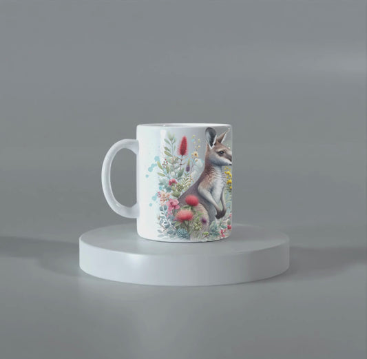 Beautiful Kangaroos & Native Plants Mug – 11oz