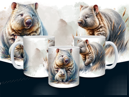 Beautiful Wombat & Baby Mug – 11oz