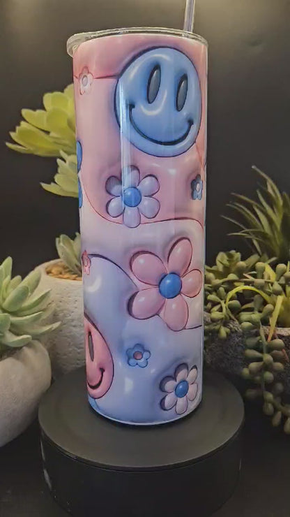 3D Puff Smiley Faces 20oz Drink Tumbler