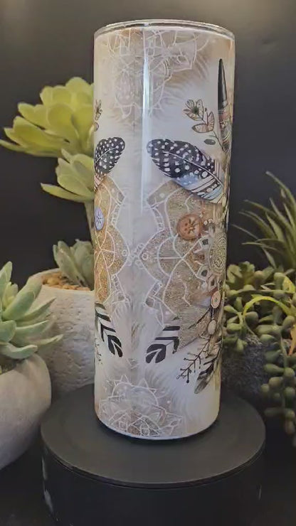 Boho Cow Head 20oz Drink Tumbler